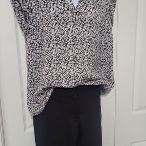 Black and White Patterned Women's Top